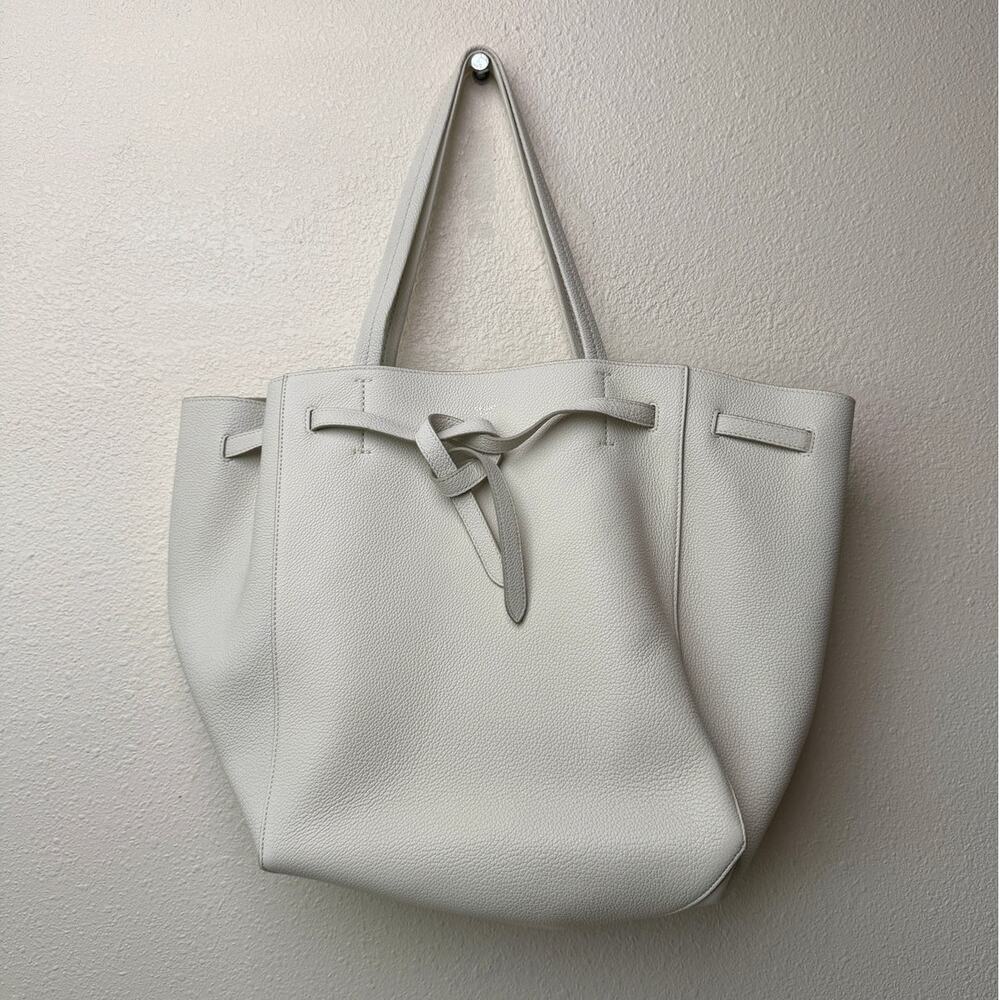 Celine Medium Cabas Phantom Ivory Grained Calfskin Leather Tote Bag